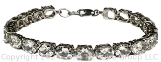 Prong Set Cubic Zirconia in Sterling Silver Tennis Bracelet Signed by GIE. 14g