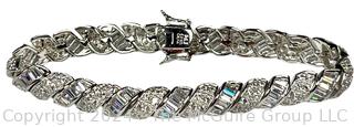 Cubic Zirconia in Sterling Silver Twist Style Tennis Bracelet Signed by PAJ (Prime Art & Jewel). 27.6g