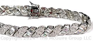 Cubic Zirconia in Sterling Silver Twist Style Tennis Bracelet Signed by PAJ (Prime Art & Jewel). 27.6g