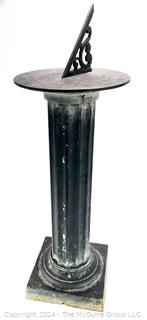 Cast Metal Sundial on Column Stand Stamped C&W