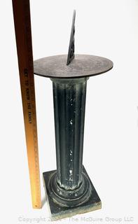 Cast Metal Sundial on Column Stand Stamped C&W