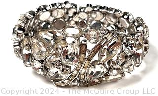 Rhinestone Encrusted Clamp Bracelet Signed Weiss.  Missing stone on back. 