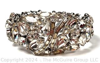 Rhinestone Encrusted Clamp Bracelet Signed Weiss.  Missing stone on back. 