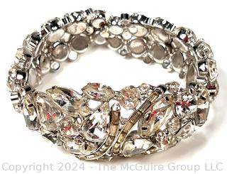 Rhinestone Encrusted Clamp Bracelet Signed Weiss.  Missing stone on back. 