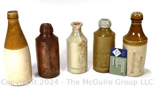 Five (5) 19th Century Stoneware Beer Bottles