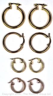 Four (4) Pairs Vermeil 925 Hoop Style Earrings