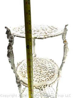 White Painted Cast Iron Three Tier Garden Side Table