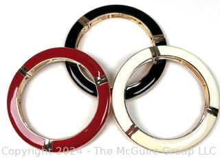 Set of Three (3) Red White and Blue Enamel Bangle Bracelets