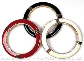 Set of Three (3) Red White and Blue Enamel Bangle Bracelets