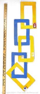 Wire with Blue and Yellow Vinyl Overlay Wall Pop Art.  Unsigned  36"X 15"