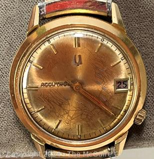 Bulova Accutron Men’s Wristwatch with 14kt Gold Filled Case.  Presented as retirement gift in 1947. Untested