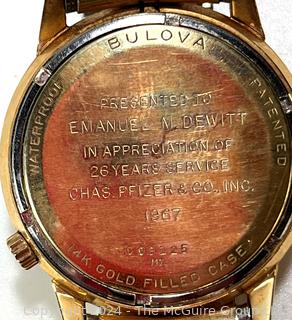 Bulova Accutron Men’s Wristwatch with 14kt Gold Filled Case.  Presented as retirement gift in 1947. Untested