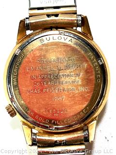 Bulova Accutron Men’s Wristwatch with 14kt Gold Filled Case.  Presented as retirement gift in 1947. Untested