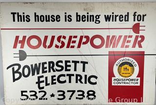 1930's Bowersett Electric Business Sign on Masonite. 24 x 36"