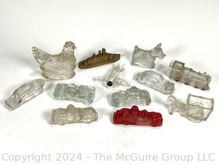 Twelve (12) Antique Figural Glass Candy Jars and Containers