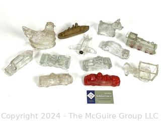 Twelve (12) Antique Figural Glass Candy Jars and Containers