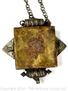 Tibetan Prayer Gau Box Pendant With Inset Stone.