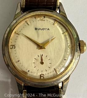 Men's Bulova Wristwatch with Speidel Band. Separate Second Hand; 12,3,6,9 Numerals.