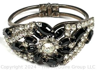 Black and Clear Rhinestone Clamp Bracelet