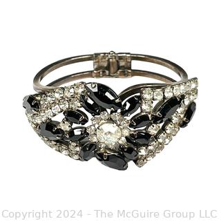 Black and Clear Rhinestone Clamp Bracelet