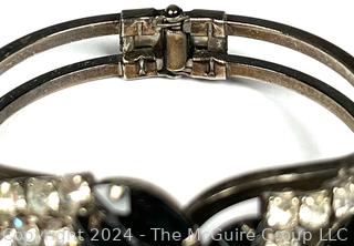 Black and Clear Rhinestone Clamp Bracelet