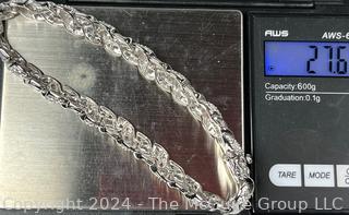 Cubic Zirconia in Sterling Silver Twist Style Tennis Bracelet Signed by PAJ (Prime Art & Jewel). 27.6g