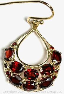 Vermeil Sterling with Inset Garnet Dangle Earrings. 