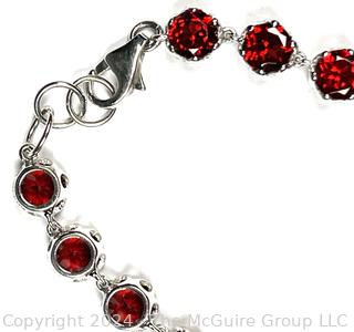 Vermeil Garnet and Sterling Silver Bracelet. 10.9g