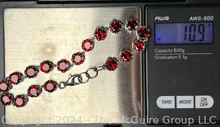 Vermeil Garnet and Sterling Silver Bracelet. 10.9g