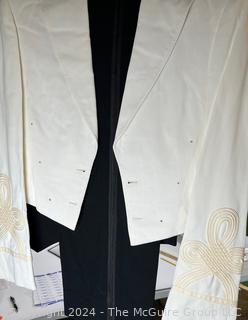 Hand Tailored Dress White Style Jacket with Black Trousers