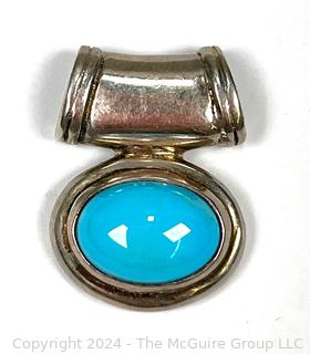 Zina Sterling Silver with Blue Stone Center Slide Pendant