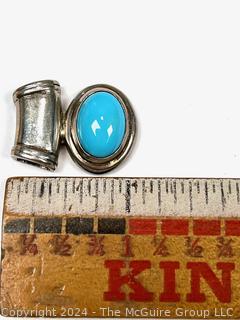 Zina Sterling Silver with Blue Stone Center Slide Pendant