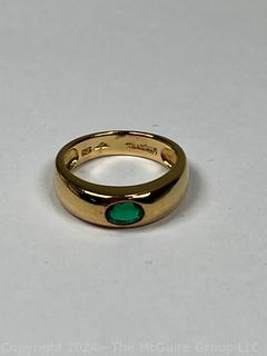 Gold Plated Vermeil on Sterling Silver Ring with Green Stone Center, Made in Thailand