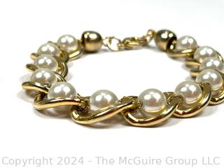 Two (2) Bracelets Including CZ Vermeil 925 and Faux Pearl.