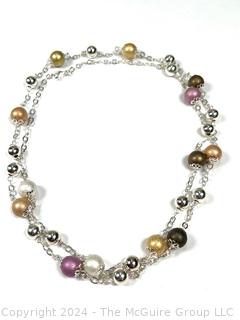 Sterling Silver with Multi Color Faux Pearl Beads