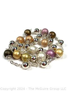 Sterling Silver with Multi Color Faux Pearl Beads