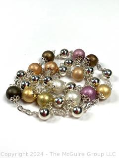 Sterling Silver with Multi Color Faux Pearl Beads