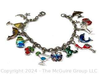 Sterling Silver & Enamel Charm Bracelet 