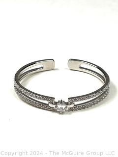 Sterling and CZ Cuff Style Bracelet by Milor