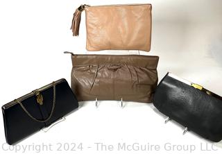 Four (4) Leather Clutch Style Hand Bags.