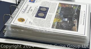 Two (2) Volume Books with Statehood Quarters and Stamps by the Postal Commemorative Society. Missing two states.