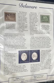 Two (2) Volume Books with Statehood Quarters and Stamps by the Postal Commemorative Society. Missing two states.