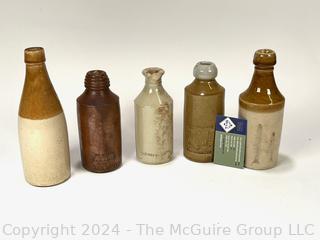 Five (5) 19th Century Stoneware Beer Bottles