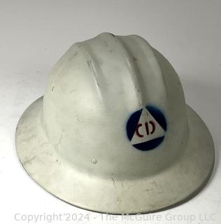 WWII Era White Civil Defense (CD) Helmet Hat.  