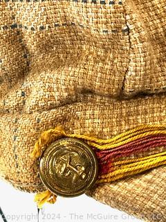 C 1900 Child's Hat with Early US Navy Buttons (Fouled Anchor variety) with Red and Gold Woven Band