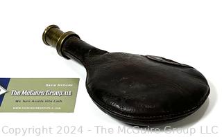 Early 1800's Leather Gun Powder Flask