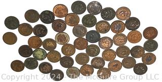 50 Indian Head Copper 1 Cent Penny Coins