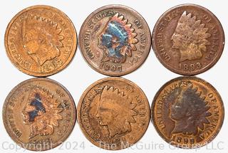 50 Indian Head Copper 1 Cent Penny Coins