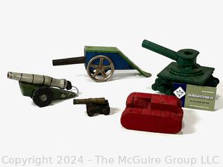 Cast Iron, Tin and Carved Wood Folk Art Military Toys