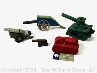 Cast Iron, Tin and Carved Wood Folk Art Military Toys